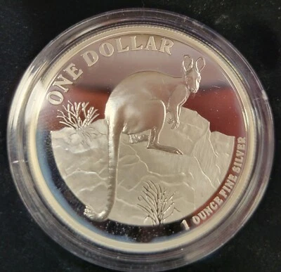 2010 Aus (1) Silver Dollar Proof Kangaroo Series, Yellow Footed Rock Wallaby.  - Image 1 of 3