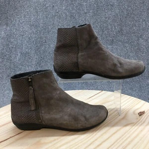 Dansko Boots Womens 39 Lee Ankle Booties Gray Leather Side Zip Almond Toe - Picture 1 of 15