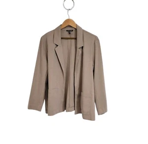 Eileen Fisher Light Brown Beige Cotton Blend Open Front Blazer Jacket Size XL - Picture 1 of 8