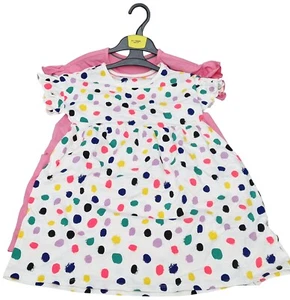 MARKS & SPENCER Niños Niñas Conjunto de 2 Piezas Vestidos Manchados Multicolores y Rosa - Imagen 1 de 3