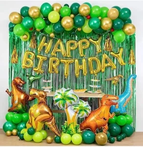 Dinosaur Balloon Arch Set Garland Birthday Party Green and Brown - Picture 1 of 3