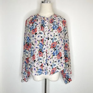 Veronica Beard Madge Blouse Top Button Down Floral Silk Womens 00 Long Sleeve - Picture 1 of 10