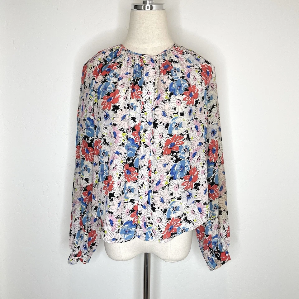 Blusa Veronica Barba Madge Top Botones Floral Seda Mujer 00 Manga Larga Foto 1 de 4