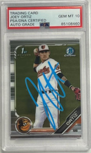 2019 1st Bowman Chrome Joey Joseph Ortiz Auto PSA DNA 10 gem Mint Rookie Orioles
