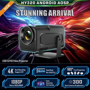 4K Android 11 Projector Native 1080P 390ANSI HY320 Dual Wifi6 BT5.0 new - Picture 1 of 5