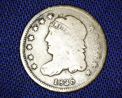 1835 Capped Bust Silver Half Dime Small Date Large 5C Low Mintage #CBD41 Cover