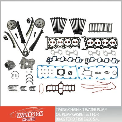 Kit de cadena de distribución bomba de agua bomba de aceite juego de juntas para 00-05 Ford F150 E-250 5,4 L Foto 1 de 4