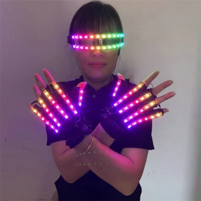 Nuevo LED Luz Colorida Brillo Gafas Guantes Fiesta Bar DJ Bailarín Escenario Espectáculo Accesorios Foto 1 de 4
