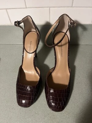 Zapatos de salón Banana Republic de cuero con correa al tobillo marrón talla 8 nuevos Foto 1 de 4