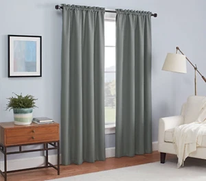 Eclipse Black Out Panel Braxton Light Blue Gray 42x63 Thermaback Noise Reduction - Picture 1 of 4