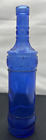 Vintage Cobalt Blue Embossed Pressed Glass Bottle Decanter Decorative 12"