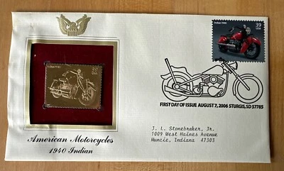 FIRST DAY ISSUE 2006 STURGIS, SD 1940 INDIAN American Motorcycles LOGO ENVELOPE - Image 1 of 4