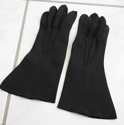 GUANTES SEÑORA VINTAGE Crescendoe Cuero A Medida Finamente Tejido 6 1/2 Negro Foto 1 de 4