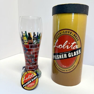 Vaso Pilsner Lolita pintado a mano cerveza Gotta Love en la pared 22 oz NUEVO Foto 1 de 4