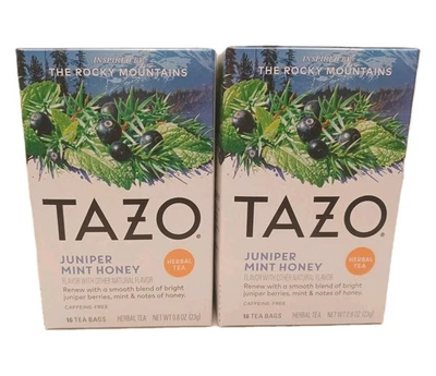 Té Tazo 2 Cajas de Té de Hierbas Miel Menta Enebro 16 Bolsas Cada Caja Total de 32  Foto 1 de 4