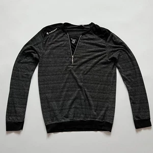 Versace Herren XL Schwarz Grau 1/4 Zip Langarm Oberteil Made in Italy Logo Pullover - Bild 1 von 5