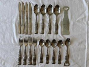 Vintage Coca-Cola 17pc Gibson Silverware Set + Classic Coke Bottle Opener CS - Picture 1 of 14