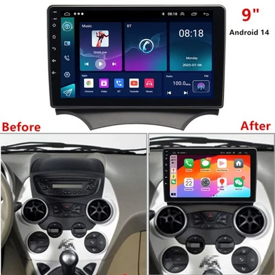 Radio estéreo para automóvil 9"" Android 14 navegación GPS WiFi 2+32 GB para Ford Ka 2008-2014 Foto 1 de 4