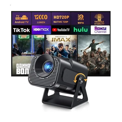 Mini Projector 12000Lumens 4K 1080P FHD 5G LED Movie Video Home Theater WiFi BT - Image 1 of 4