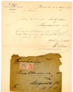 1898 Bremen 5 Eingeschrieben Germany Letter to Marquette, Michigan Original - Picture 1 of 2