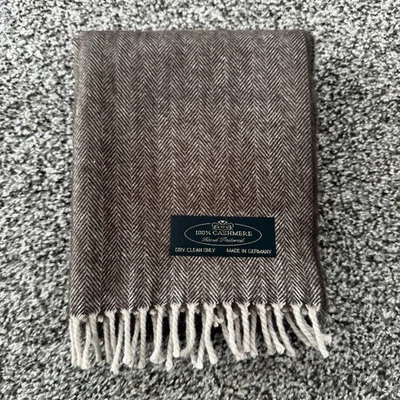 Шарф ручной работы из 100% кашемира в елочку размер 68 x 12 дюймов сделано в Германии - Изображение 1 из 4