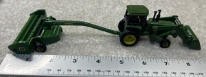 John Deere Diecast Tractor With Mower And Bucket Ertl 1/64 Scale C15 - Picture 1 of 10