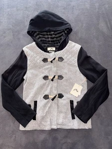 Rusty Women's Full Zip Lined Hooded Jacket Size 8 Grey Black Flacket New RRP$120 - Picture 1 of 6