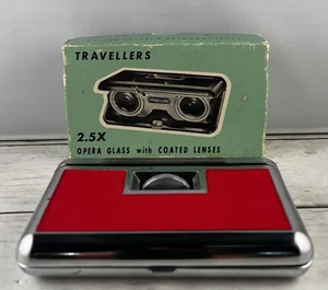Travellers Binoculars - Opera Glass with Coated Lenses 2.5X Compact Red - Picture 1 of 8