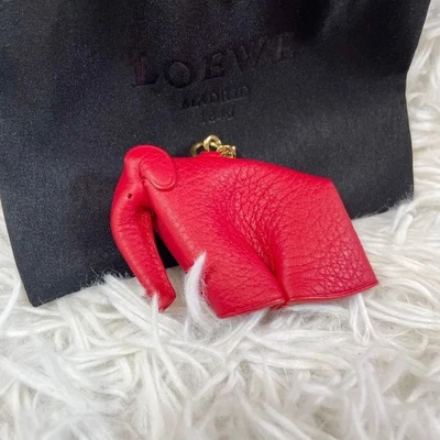 LOEWE Elephant Bag Charm Keychain Key Ring in Red w/Dust Bag USED Mint Condition - Image 1 of 4