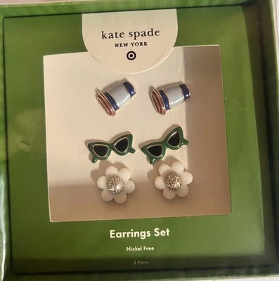 Juego de pendientes exclusivos Kate Spade NY x Target ~ taza de café ~ gafas de sol y flores  Foto 1 de 2