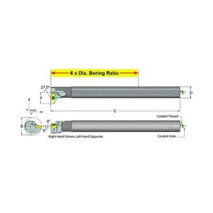 Dorian Tool E10M-SDNCR-2 Barra alesatrice indicizzabile con gambo in carburo, 59683 - Foto 1 di 1
