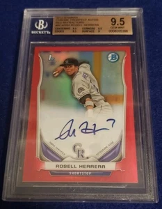 ROSELL HERRERA 2014 BOWMAN CHROME Prospects RED REFRACTOR AUTO 5/5 BGS 9.5 - Picture 1 of 2