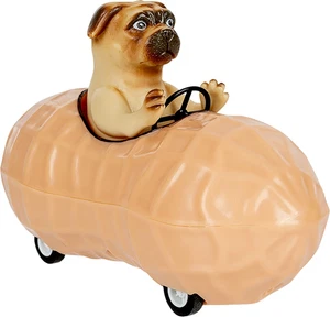 Archie Mops in einem Erdnuss-Spielzeugauto zum Zurückziehen - Bild 1 von 3