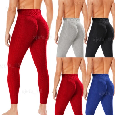 Men Compression Textured Pants Sports Baselayer Running Active Yoga Leggings GYM - Image 1 of 4