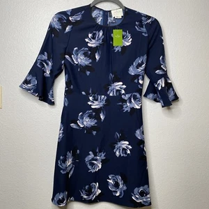 NWT KATE SPADE 8 Dress Night Rose Crepe Dress Star Bright Rich Navy $328 MSRP - Picture 1 of 10