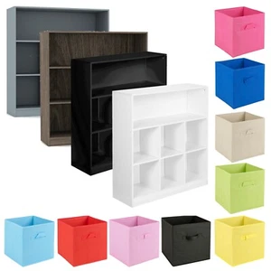 Wooden Wide 7 Cubed Cupboard Bookcase Storage Units Shelves 6 Drawers Baskets - Picture 1 of 97