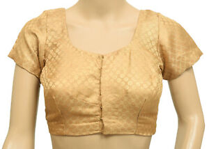 Sushila Vintage Readymade Sari Blouse Brown Silk Woven Designer Choli Size 30