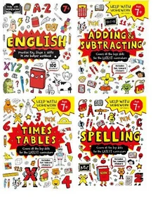 NEW x 4 HELP WITH HOMEWORK age 7+ KS2 TABLES SPELLING ENGLISH &  REWARD STICKERS - Picture 1 of 1