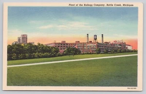 Cartolina di lino Plant Of The Kellogg Company Battle Creek Michigan - Foto 1 di 2
