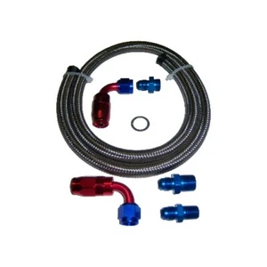 6AN STEEL BRAIDED FUEL LINE FOR EDELBROCK SINGLE FEED CARBURETOR RED/BLUE ENDS - Picture 1 of 1