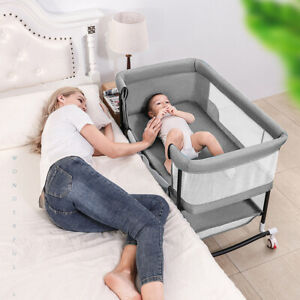 4in1 Infan Bedside Crib Portable Baby Bassinet Sleeper Changing Table Adjustable