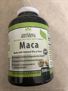 Herbal Secrets Maca Root Capsules- 500 Mg 250 Veggie Capsules (Non-GMO) - Picture 1 of 4