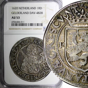 Netherlands GELDERLAND 1620 1 Rijksdaalder NGC AU53 1 GRADED HIGHEST KM# 16.1(1) - Picture 1 of 5
