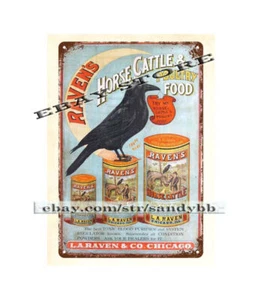 donde conseguir decoración de pared Caballo de cuervo, ganado y aves de corral comida metal letrero de estaño - Imagen 1 de 4