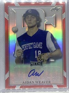 2021 LEAF PERFECT GAME METAL ORANGE REFRACTOR AIDAN WEAVER AUTO 1/5