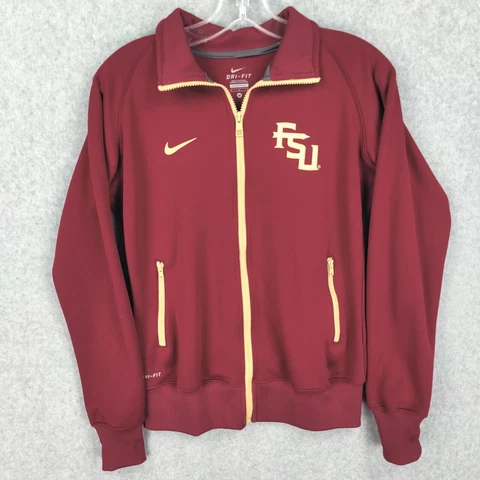 Nike Dri-Fit Size M FSU Florida State University Burgundy Gold Full Zip Jacket Cover