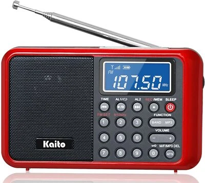 Kaito KA108 AM FM Shortwave Radio with MP3 Player and Radio Recorder - Red - Image 1 of 4