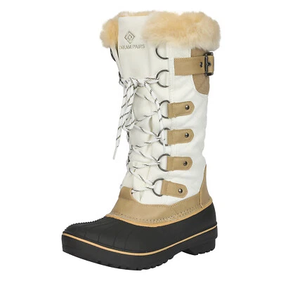 Women Warm Faux Fur Lined Mid Calf Winter Snow Boots Zipper Closure Winter Boots - Image 1 of 4