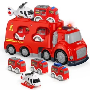 Fire Truck Car Toys Set for 3 4 5 6 Years Old Toddlers Boys & Girls Gift 4 Sm... - Picture 1 of 6
