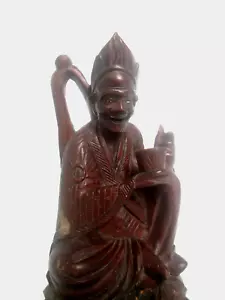 LOVELY FINE ANTIQUE 19th CENTURY CHINESE QING ROSEWOOD IMMORTAL FIGURINE CARVING - Picture 1 of 8